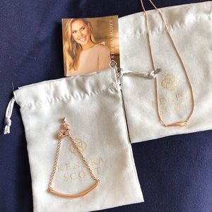 Kendra Scott set with necklace and bracelet in rose gold.